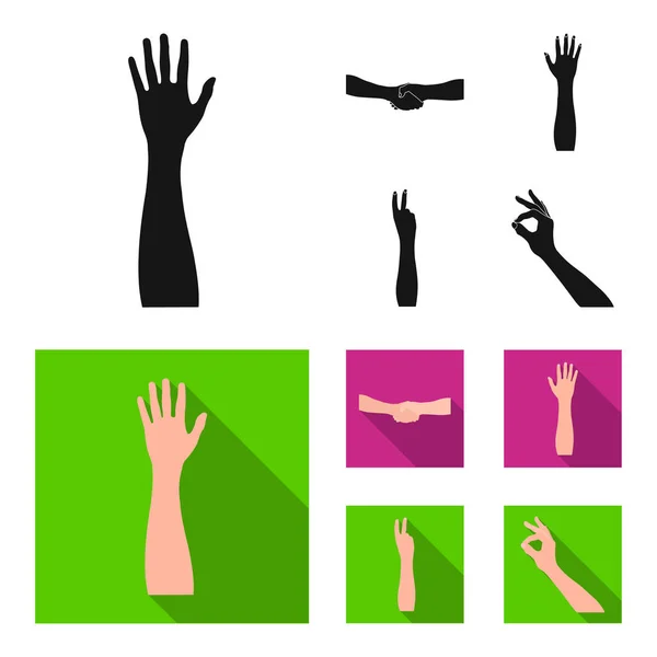 Zeichensprache schwarz, flache Symbole in Set-Kollektion für Design. Emotionaler Teil des Kommunikationsvektors Symbol Stock Web-Illustration. — Stockvektor