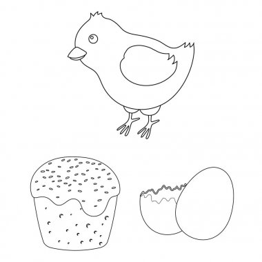 Paskalya set koleksiyonu tasarım için bir Hıristiyan tatil anahat simgeleri olduğunu. Paskalya öznitelikleri sembol stok web illüstrasyon vektör.