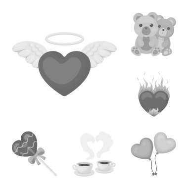 Set koleksiyonu tasarım için romantik ilişki tek renkli simgeler. Sevgi ve dostluk sembolü hisse senedi web illüstrasyon vektör.