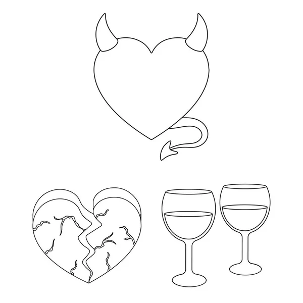 La relación romántica esboza iconos en la colección de conjuntos para el diseño. Amor y amistad vector símbolo stock web ilustración . — Vector de stock