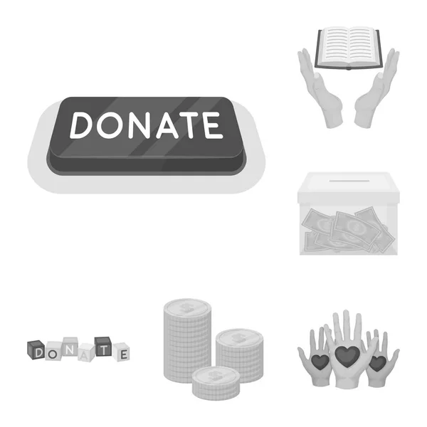 Caridade e doação ícones monocromáticos na coleção de conjuntos para o design. Material ajuda vetor símbolo web ilustração . — Vetor de Stock