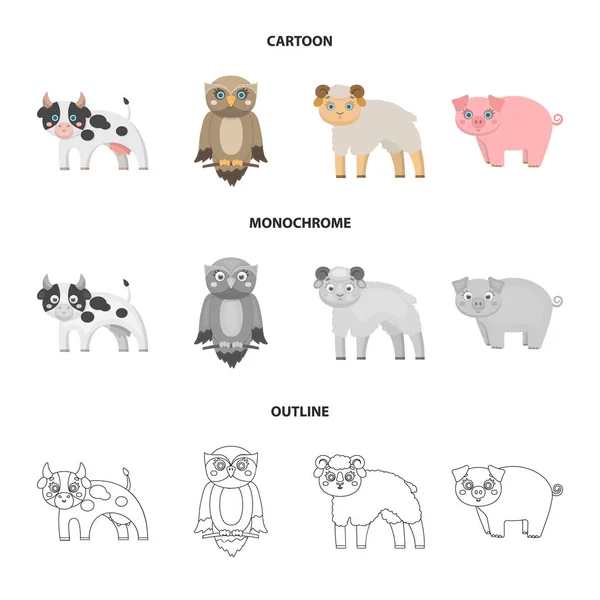 Forêt, écologie, jouets et autres icônes web en dessin animé, contour, style monochrome.Animaux, ferme, entreprises icônes dans la collection set . — Image vectorielle