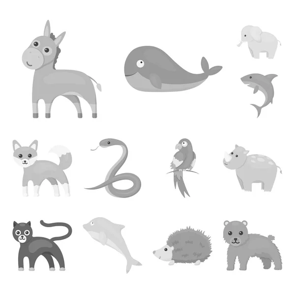 Ein unrealistisches Tier monochrom Symbole in Set Sammlung für Design. Spielzeug Tiere Vektor Symbol Stock Web Illustration. — Stockvektor