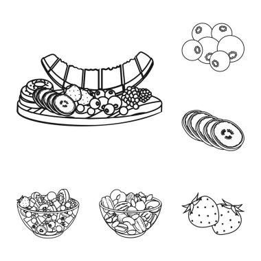 Set koleksiyonu tasarım için tatlı kokulu anahat simgeleri. Sembol stok web illüstrasyon vektör yiyecek ve tatlılık.