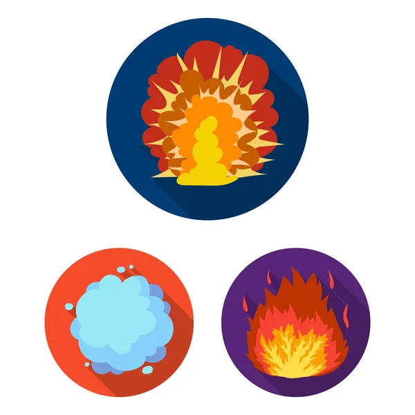 Verschiedene flache Explosionssymbole in Set-Kollektion für Design. Flash und Flammenvektor Symbole Stock Web Illustration. — Stockvektor