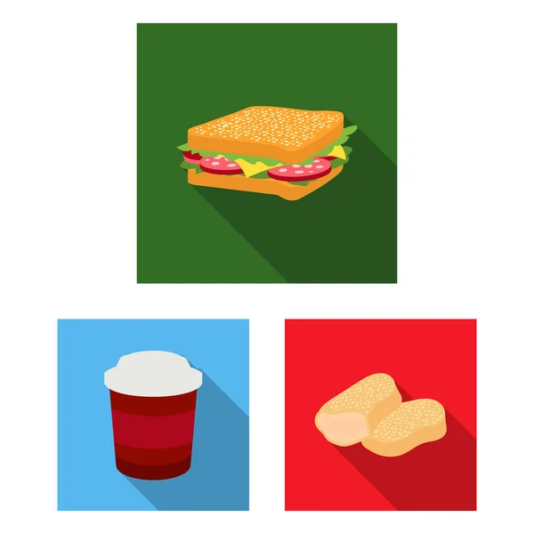 Fast food lapos ikonok beállítása gyűjtemény a design. Félkész termékek élelmiszer szimbólum állomány honlap illusztráció vektor. — Stock Vector