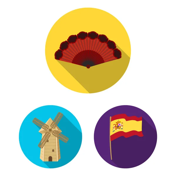 España país iconos planos en la colección de conjuntos para design.Travel y atracciones vector símbolo stock web ilustración . — Archivo Imágenes Vectoriales