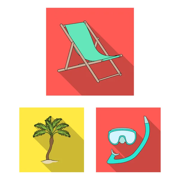 Sommaren resten platt ikoner i set samling för design. Stranden tillbehör vektor symbol lager web illustration. — Stock vektor