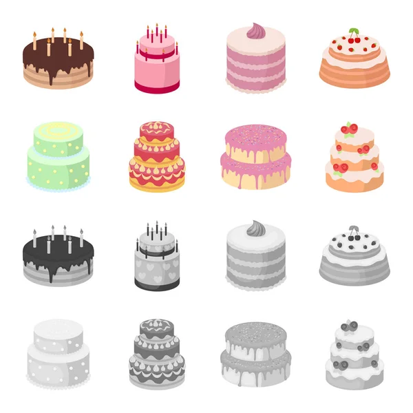 Sweetness, dessert, cream, treacle .Cakes country set collection icons in cartoon, monochrome style vector symbol stock illustration web . — стоковый вектор