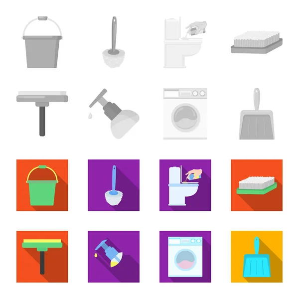Cleaning and maid monochrome, flat icons in set collection for design. Оборудование для очистки векторного символа . — стоковый вектор