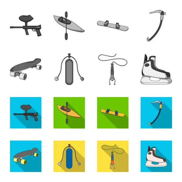Skateboard, Sauerstofftank zum Tauchen, Springen, Hockey skate.extreme sport set collection icons in monochrom, flat style vektor symbol stock illustration web. — Stockvektor