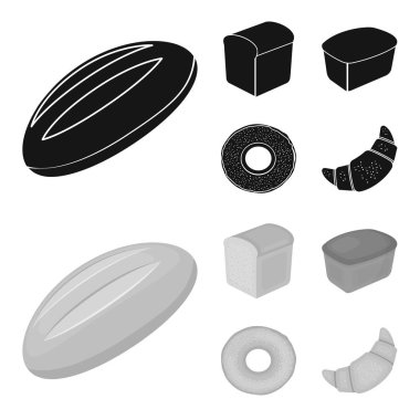 Ekmek kesme, simit, dikdörtgen karanlık, yarım bir somun. Ekmek toplama simgeler siyah, monochrom stil vektör simge stok çizim web içinde ayarla..