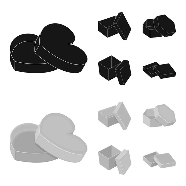 Boîte, conteneur, paquet et autre icône web en noir, monochrome style.Case, coque, cadre, icônes dans la collection set . — Image vectorielle