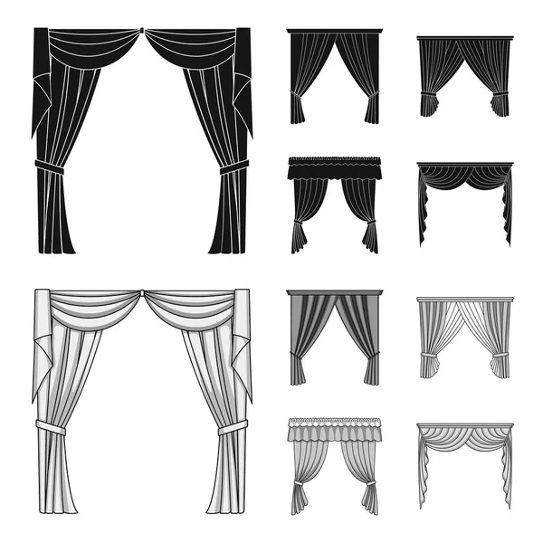 Diferentes tipos de cortinas de ventana.Cortinas conjunto de iconos de la colección en negro, monochrom estilo vector símbolo stock ilustración web . — Archivo Imágenes Vectoriales