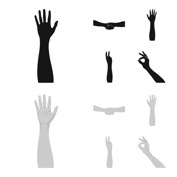 Zeichensprache schwarz, Monochrom-Symbole in Set-Kollektion für Design. Emotionaler Teil des Kommunikationsvektors Symbol Stock Web-Illustration. — Stockvektor