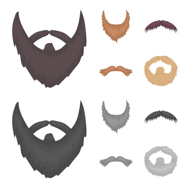 Mustache and beard, hairstyles cartoon,monochrome icons in set collection for design. Stylish haircut vector symbol stock web illustration. — Stock Vector