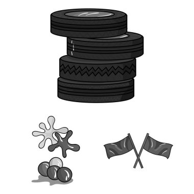 Paintball takım set koleksiyonu tasarım için oyun tek renkli simgeler. Ekipman ve kıyafet sembol stok web illüstrasyon vektör.