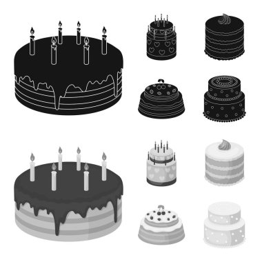 Tatlım, tatlı, krema, şeker pekmezi. Kek ülke toplama simgeler siyah, monochrom stil vektör simge stok çizim web içinde ayarla..