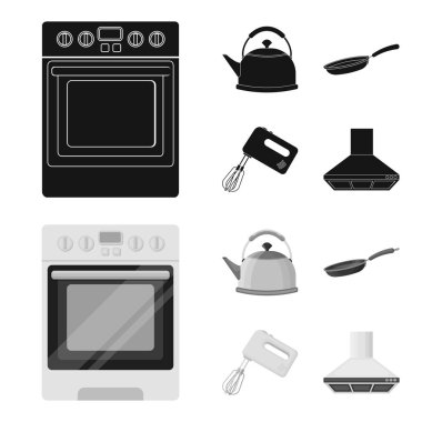 Mutfak ekipmanları siyah, set koleksiyonu tasarım için monochrom simgeler. Sembol stok web illüstrasyon vektör mutfak ve aksesuarları.