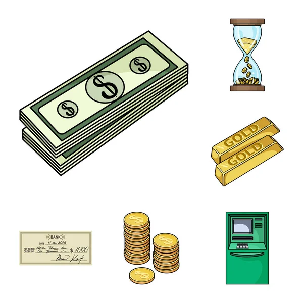 Dinheiro e Finanças ícones dos desenhos animados na coleção de conjuntos para design. Negócios e Sucesso símbolo vetorial ilustração web stock . — Vetor de Stock