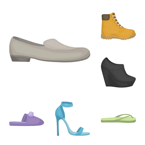 Una variedad de zapatos iconos de dibujos animados en la colección de conjuntos para el diseño. Bota, zapatillas vector símbolo stock web ilustración . — Vector de stock