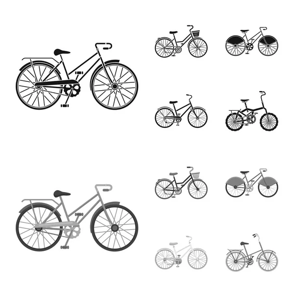 Bicicleta deportiva y otros tipos.Diferentes bicicletas conjunto de iconos de la colección en negro, monochrom estilo vector símbolo stock ilustración web . — Archivo Imágenes Vectoriales