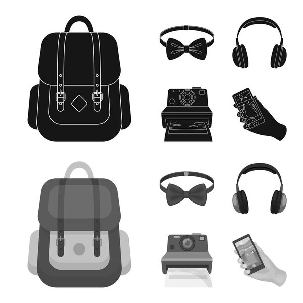 Hipster, fashion, style, subculture .Hipster style set icons in black, monochrom style vector symbol stock illustration web
.