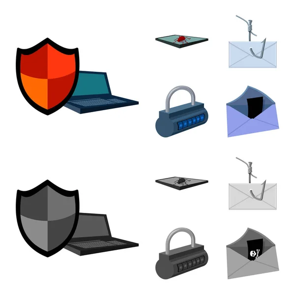 Hacker, system, connection .Hackers and hacking set collection icons in cartoon,monochrome style vector symbol stock illustration web. — Stock Vector