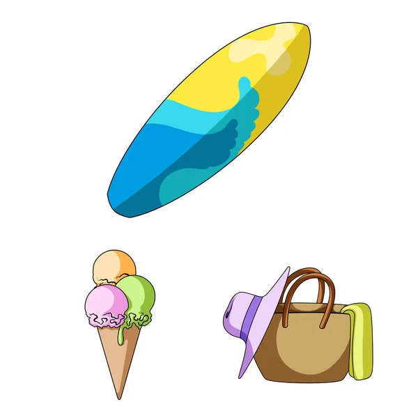 Summer rest cartoon icons in set collection for design. Beach accessory vector symbol stock web illustration. — Stock Vector