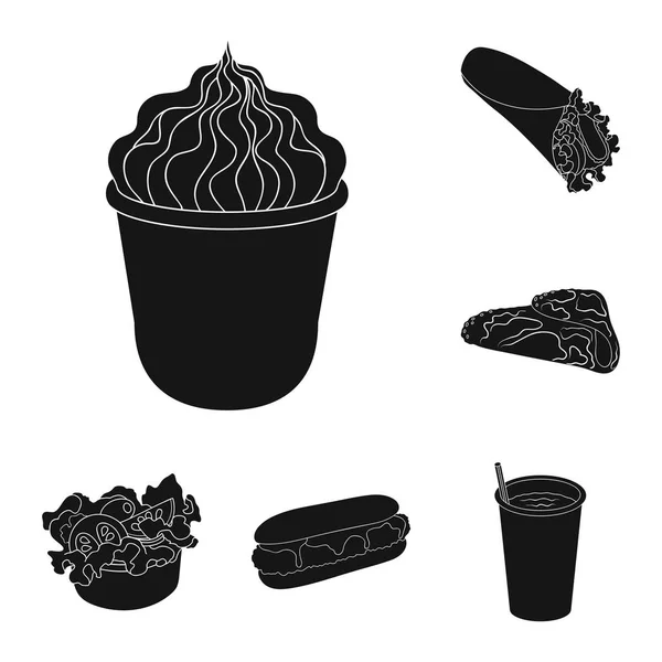 Icone nere fast food in collezione set per design.Alimenti da semilavorati simbolo vettoriale stock web illustrazione . — Vettoriale Stock