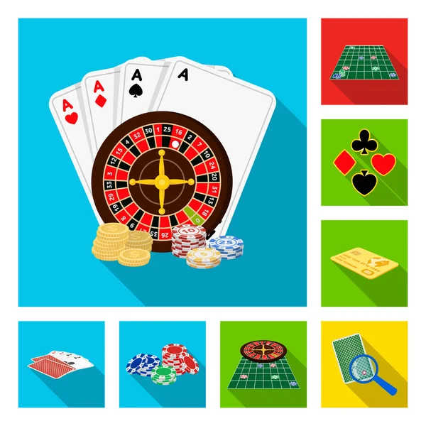 Casino et équipement des icônes plates dans la collection de jeu pour le design. Jeu et argent vectoriel symbole stock web illustration . — Image vectorielle