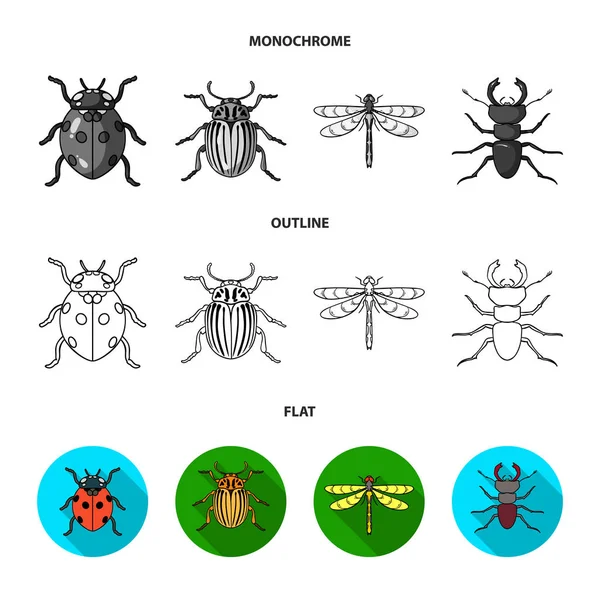 Wrecker, parasite, nature, butterfly .Insects set collection icons in flat,outline,monochrome style vector symbol stock illustration web. — Stock Vector