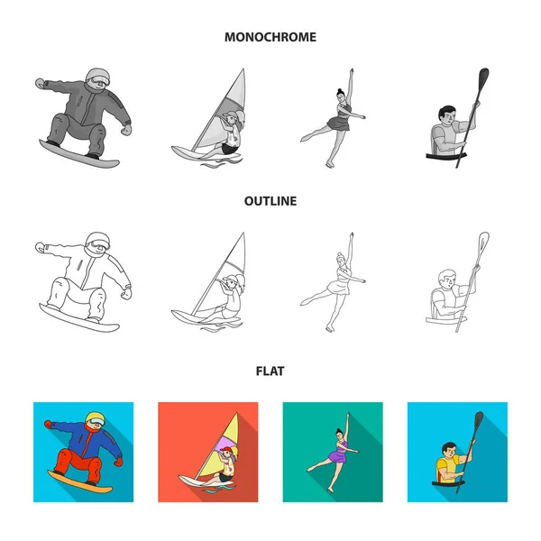 Tiro con arco, karate, correr, esgrima. Olympic sport set collection icons in flat, outline, monochrome style vector symbol stock illustration web . — Archivo Imágenes Vectoriales