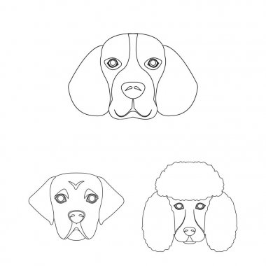 Köpek ırkları set koleksiyonu tasarım için simgeleri anahat. Bir köpek vektör simge stok web illüstrasyon namlu.