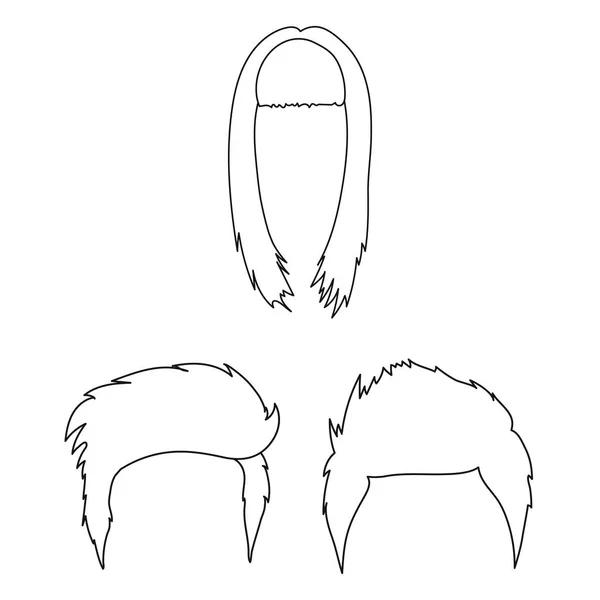 콧수염과 수염, 헤어스타일 디자인에 대 한 설정된 컬렉션에 아이콘을 설명합니다. 세련 된 머리 벡터 기호 재고 웹 일러스트 레이 션. — 스톡 벡터