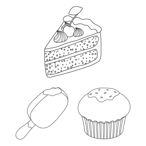 Иконки шоколадного десерта в коллекции наборов для дизайна. Иллюстрация векторных символов шоколада и конфет . — стоковый вектор