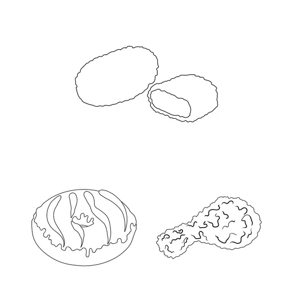 Иконки контуров быстрого питания в наборе наборов для design.Food из полуфабрикатов векторных символов векторной веб-иллюстрации . — стоковый вектор