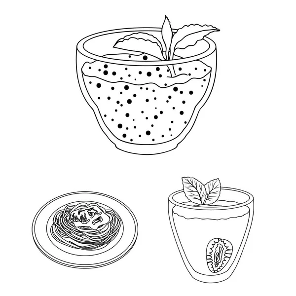 Ícones de contorno de prato vegetariano na coleção de conjuntos para design.Vegetable e leite símbolo de vetor de alimento ilustração web estoque . — Vetor de Stock