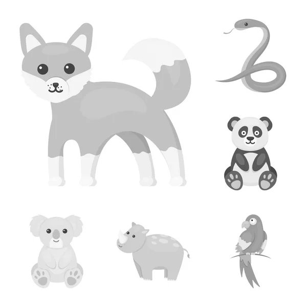 Ein unrealistisches Tier monochrom Symbole in Set Sammlung für Design. Spielzeug Tiere Vektor Symbol Stock Web Illustration. — Stockvektor