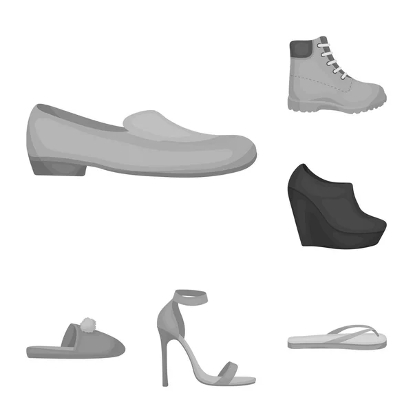 Una varietà di scarpe icone monocromatiche nella collezione set per il design. Stivale, scarpe da ginnastica vettoriale simbolo stock web illustrazione . — Vettoriale Stock