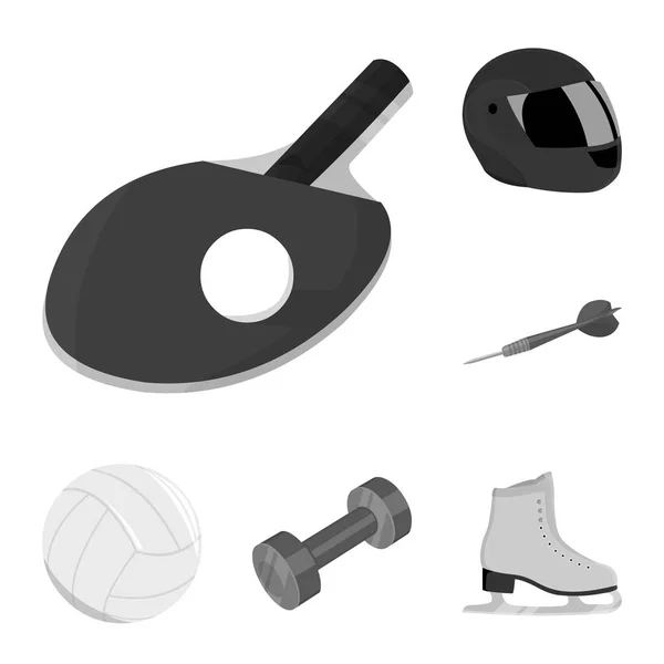 Différents types d'icônes sportives monochromes dans la collection de jeux pour le design. Matériel de sport symbole vectoriel stock illustration web . — Image vectorielle