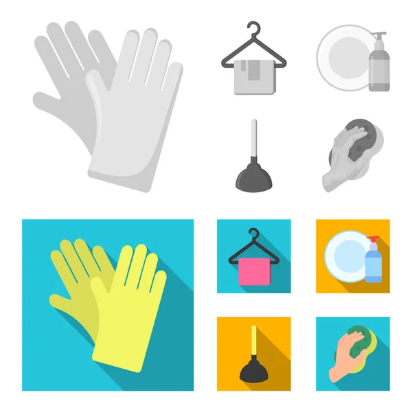 Cleaning and maid monochrome,flat icons in set collection for design. Equipment for cleaning vector symbol stock web illustration. — Stock Vector