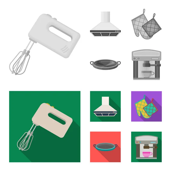 Kuchnia wyposażenie monochromatyczne, płaskie ikony w kolekcja zestaw do projektowania. Kuchnia i akcesoria symbol web czas ilustracja wektorowa. — Wektor stockowy
