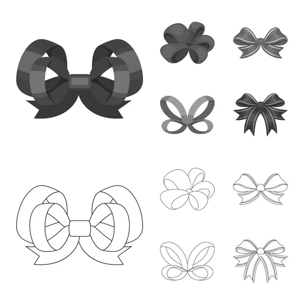 Ornamentali, frippery, raffineria e altre icone web in contorno, in stile monocromatico.Fiocco, nastro, decorazione, icone in collezione set . — Vettoriale Stock