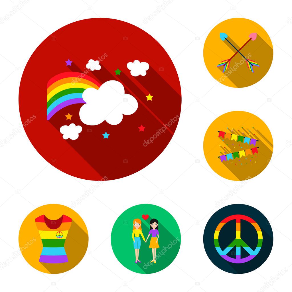 Gay And Lesbian Flat Icons In Set Collection For Design Sexual Minority And Attributes Vector