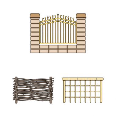 Set koleksiyonu tasarım için farklı çit karikatür simgeler. Dekoratif eskrim sembol stok web illüstrasyon vektör.