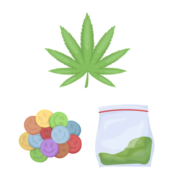 Drug addiction and attributes cartoon icons in set collection for design. Addict and Drug vector symbol stock web illustration. — Stock Vector