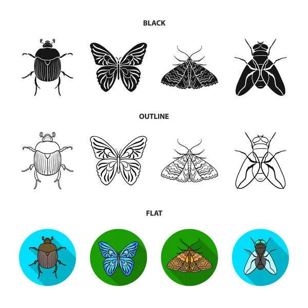 Wrecker, parasite, nature, butterfly .Insects set collection icons in black,flat,outline style vector symbol stock illustration web. — Stock Vector