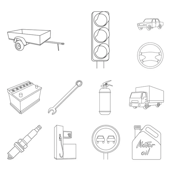 Αυτοκίνητο, όχημα διάρθρωσης εικονίδια στη συλλογή σετ για σχεδιασμό. Αυτοκινήτων και εξοπλισμού σύμβολο μετοχής web εικονογράφηση διάνυσμα. — Διανυσματικό Αρχείο