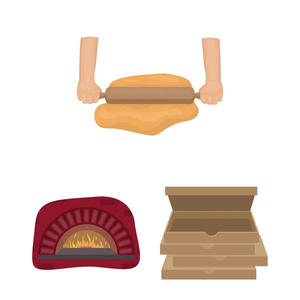 Pizza et pizzeria icônes de dessin animé dans la collection de set pour le design. Personnel et équipement symbole vectoriel stock illustration web . — Image vectorielle